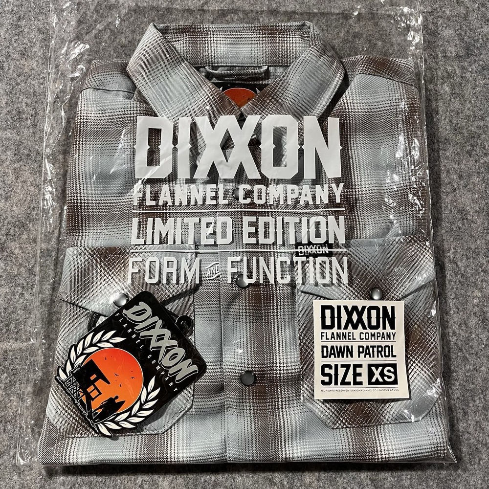 Dixxon Flannel Dawn Patrol LE Shirt Mens XS Blue Brown Plaid Pearl Snap NWT - Picture 2 of 6